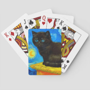 Van Gogh Style Starry Night Cat Playing Cards