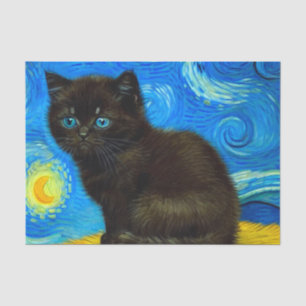 Van Gogh Style Starry Night Cat Tissue Paper
