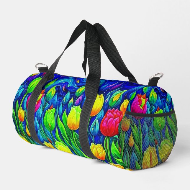 Van Gogh-style Tulips Duffle Bag (Right Corner)