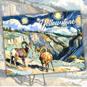 Van Gogh Style Yellowstone Bighorn Sheep Custom Postcard