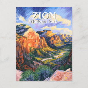 Van Gogh Style Zion National Park Angels Landing Postcard