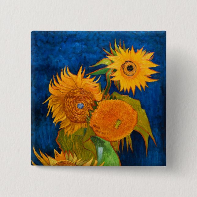 Van Gogh Sunflowers 15 Cm Square Badge (Front)