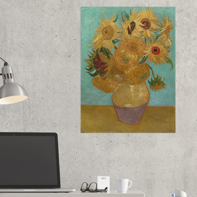 Van Gogh - Sunflowers, 3rd Version, Repetition Foil Prints (In Situ (Desk 2))