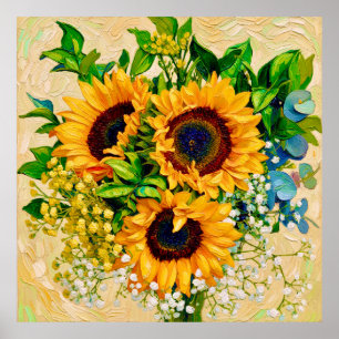 Van Gogh Sunflowers and Other Flowers Poster