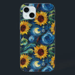 Van Gogh sunflowers and starry night iPhone 15 Mini Case<br><div class="desc">Van Gogh sunflowers and starry night</div>