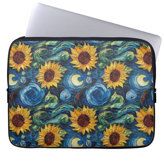 Van Gogh sunflowers and starry night Laptop Sleeve (Front)