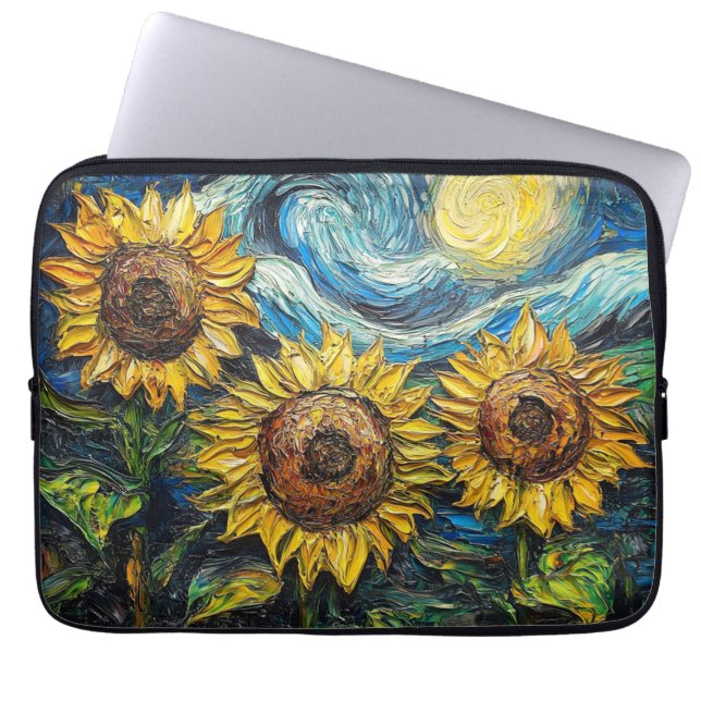 Van Gogh sunflowers and starry night Laptop Sleeve (Front)