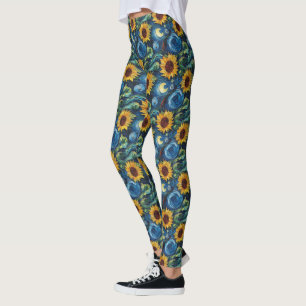 Van Gogh sunflowers and starry night Leggings