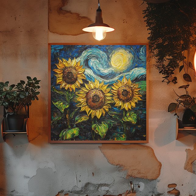 Van Gogh sunflowers and starry night Poster (Creator Uploaded)