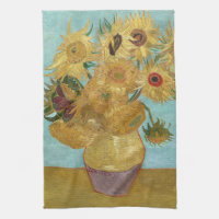 Van Gogh Sunflowers - Blue & Yellow Impressionism