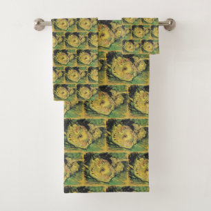 Van Gogh Sunflowers - Bright Yellow Floral Art Bath Towel Set