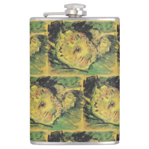 Van Gogh Sunflowers - Bright Yellow Floral Art Hip Flask