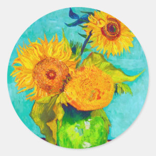 Van Gogh Sunflowers  Classic Round Sticker