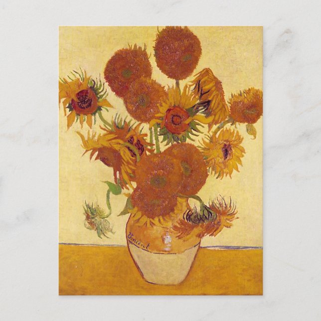 Van Gogh Sunflowers (F454) Vintage Fine Art Postcard (Front)