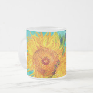 Van Gogh Sunflowers Frosted Glass Coffee Mug