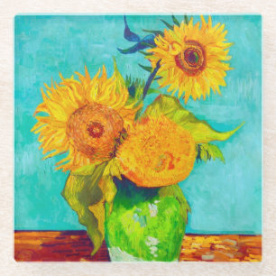 Van Gogh Sunflowers Glass Coaster