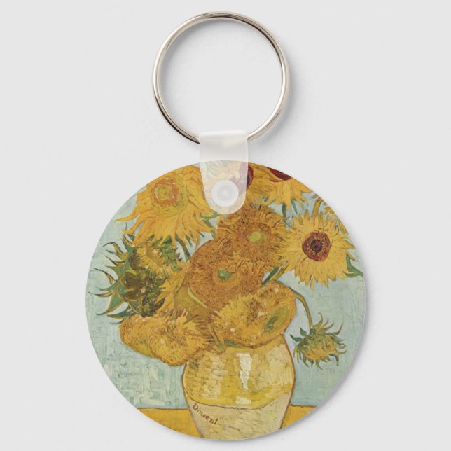 Van Gogh - Sunflowers Key Ring (Front)