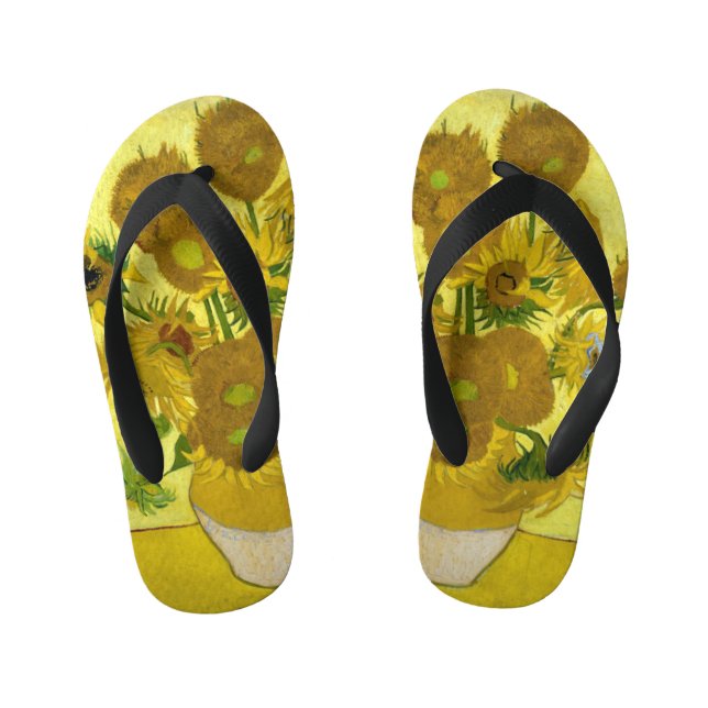 Van Gogh Sunflowers Kid's Flip Flops (Footbed)