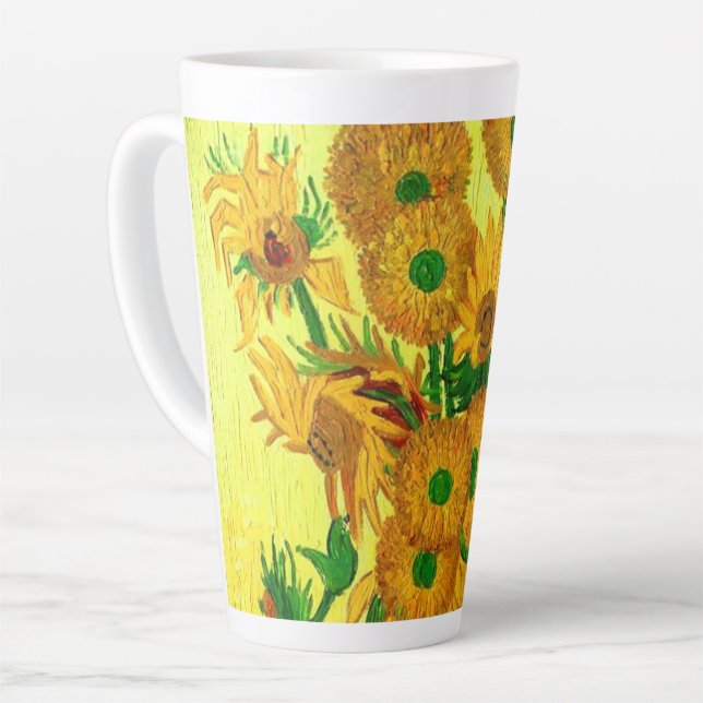 Van Gogh Sunflowers Latte Mug (Left Angle)