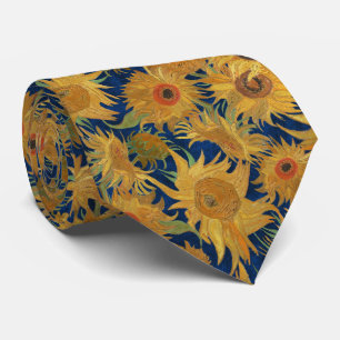Van Gogh Sunflowers ondigo orange sage ochre Tie