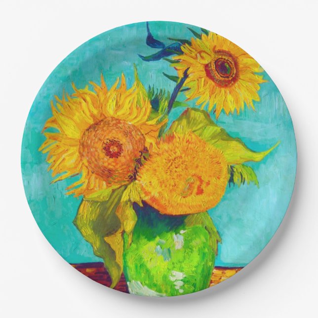 Van Gogh Sunflowers  Paper Plate (Front)