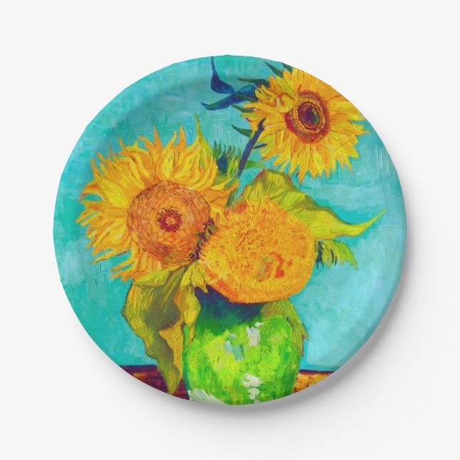 Van Gogh Sunflowers  Paper Plate (Front)