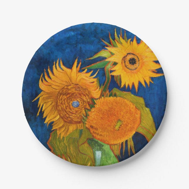 Van Gogh Sunflowers Paper Plate (Front)
