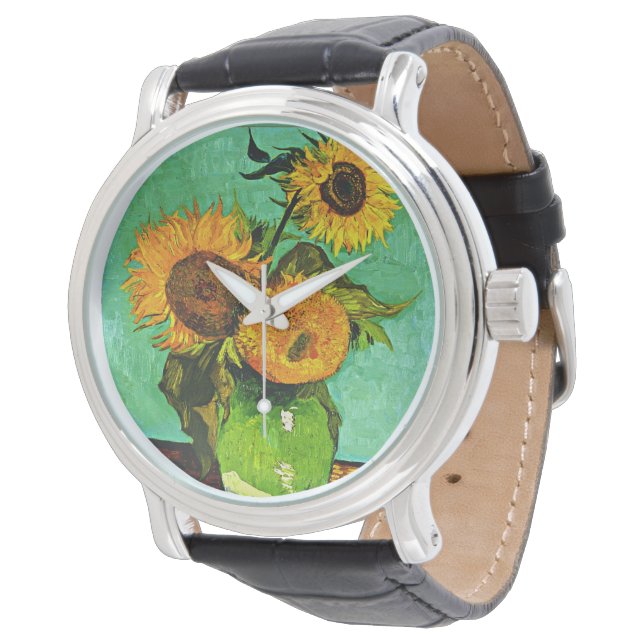 Van Gogh - Sunflowers three, famous painting, Watch (Angled)