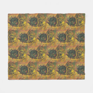Van Gogh Sunflowers - Vintage Golden Floral Art Fleece Blanket