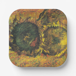 Van Gogh Sunflowers - Vintage Golden Floral Art Paper Plate