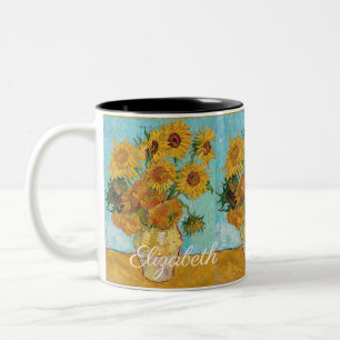 Van Gogh Sunflowers Yellow Flowers Floral Two-Tone Coffee Mug