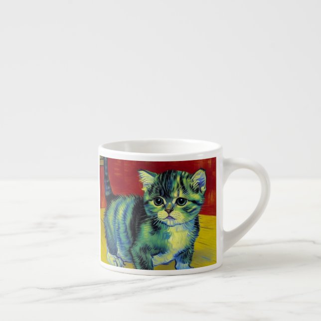 Van Gogh Tabby Cat Espresso Cup (Right)