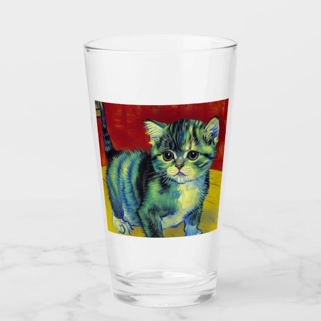 Van Gogh Tabby Cat Glass (Front)