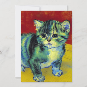 Van Gogh Tabby Cat Invitation