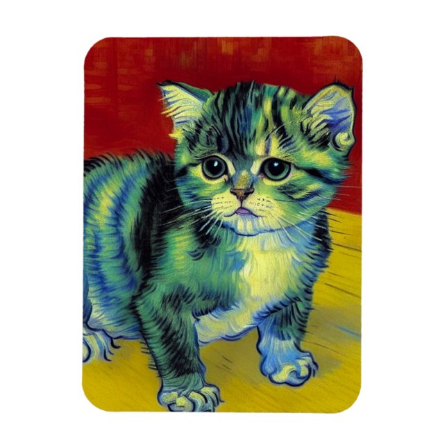 Van Gogh Tabby Cat Magnet (Vertical)