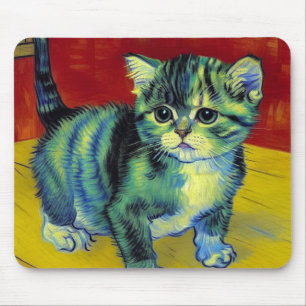 Van Gogh Tabby Cat Mouse Mat