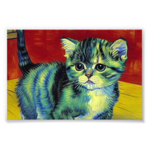 Van Gogh Tabby Cat Photo Print