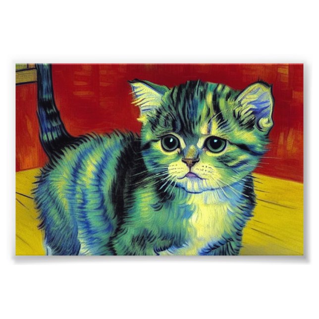 Van Gogh Tabby Cat Photo Print (Front)