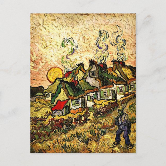 Van Gogh: Thatched Cottages in the Sunshine Postcard (Front)