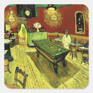 Van Gogh - The Night Cafe, famous painting, Square Sticker