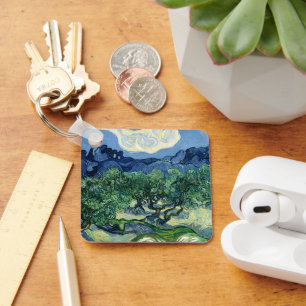 Van Gogh The Olive Trees Landscape Painting Key Ring