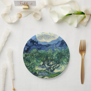 Van Gogh The Olive Trees Landscape Painting Paper Plate