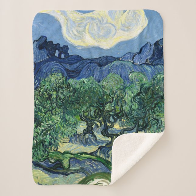 Van Gogh The Olive Trees Landscape Painting Sherpa Blanket (Front)