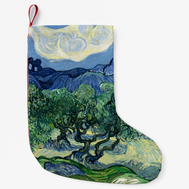 Van Gogh The Olive Trees Landscape Painting Small Christmas Stocking (Front)
