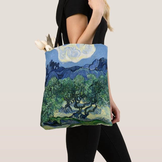 Van Gogh The Olive Trees Landscape Painting Tote Bag (Close Up)