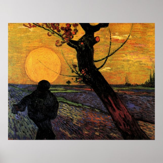 Van Gogh; The Sower, Vintage Peasant Farmer Poster (Front)