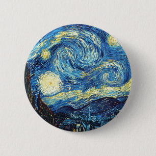 van gogh the starry night 1889 Vintage Art 6 Cm Round Badge