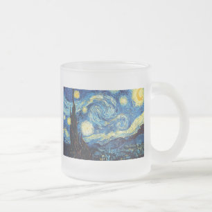 van gogh the starry night 1889 Vintage Art Frosted Glass Coffee Mug