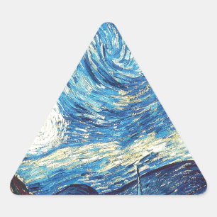 van gogh the starry night 1889 Vintage Art Triangle Sticker