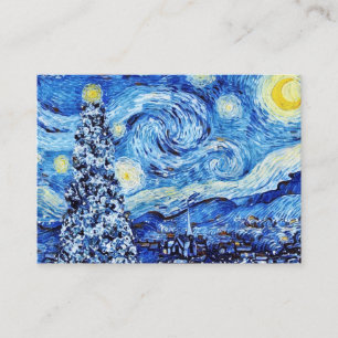 Van Gogh - The Starry Night - White Christmas Busi Business Card